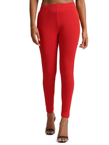 Image of ONE SKY Women Full Length Leggings | Cotton Modal Spandex Blend | High Waist Stretchable & Bio-Washed Fabric | Colour-Lock Technology | Comfortable Leggings for Women