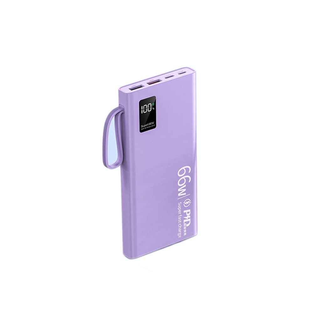 Mini jest wyposażony w czteroprzewodowy power bank 20000 mAh o dużej pojemności PD66W Superszybki power bank ładujący (Color : Purple, Size : 20000mAh)