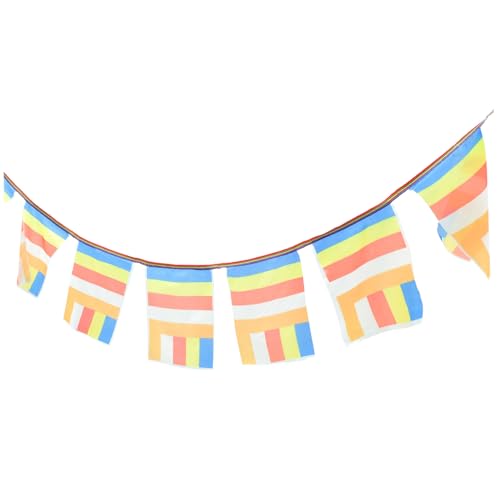 OFFSCH Buddha Prayer Banner Tibetan Temple Hanging Decoration Five Color Meditation Flag Suede Material Safe Long-term Use