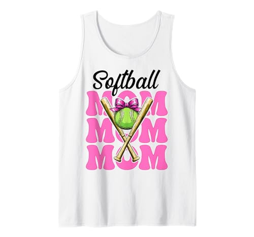 Softball Mom Softball Mama Festa della Mamma Rosa Coquette Bow Canotta