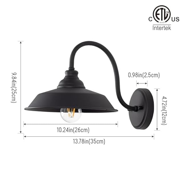 mirrea Farmhouse Wall Light 10 Dome Matte Black