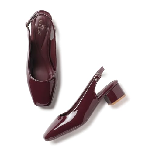 Image of Marc Loire Women Square Toe Solid Block Heel Pumps for Office, Party and Formal Wear