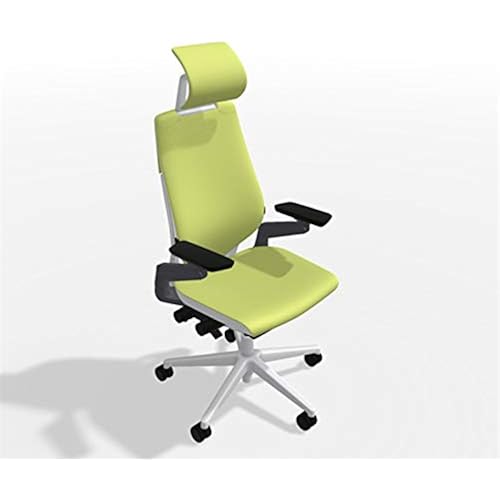 Steelcase Gesture Office Desk Chair with Headrest Plus Lumbar Support Bo Peep Firefly Fabric High Platinum Metallic Frame (Light/Light) Hard Floor Casters