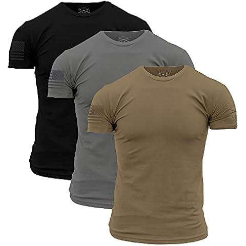 Grunt Style Ghost Basic Crew 2.0 Men's T-Shirt (3-Pack: Heavy Metal/Tan/Black, Medium) Cover