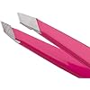 Tweezerman Mini Slant Tweezer - Tweezers for Eyebrows, Travel Tweezers for Eyebrows, Facial Hair (Neon Pink)