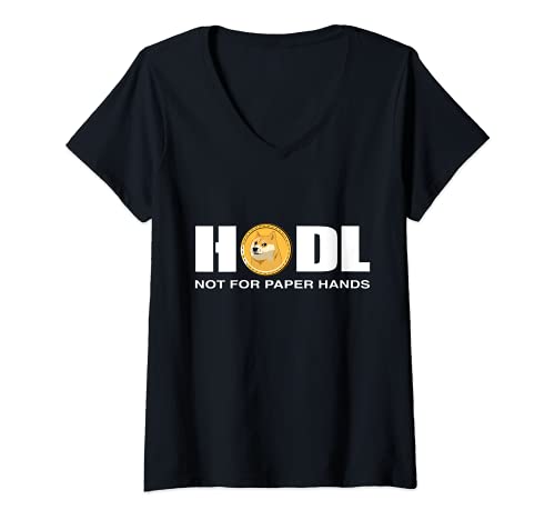 Mujer HODL Dogecoin To The Moon Funny Doge Crypto Cryptocurrency Camiseta Cuello V