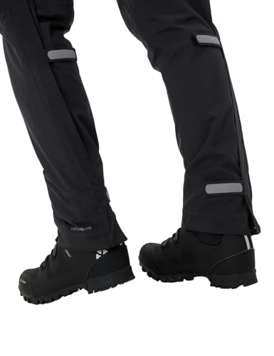 VAUDE Regenhose Damen Fluid Full-Zip Pants II, schwarz - Größe 44, wasserdichte Outdoorhose - Wassersäule 10.000 mm, Fahrradhose atmungsaktiv & Winddicht, 2-Lagen Überhose schnell überziehbar