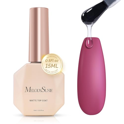 Image of MelodySusie 15ML No Wipe Matte Gel Top Coat - Long Lasting Top Gel for Clear Nail Gel and Acrylic Nails - Gift for Women Ideal for Home DIY and Nail Salon