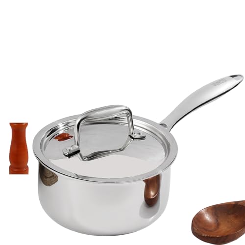 Vinod Platinum Triply Stainless Steel Saucepan with Lid - 1.2 lit...