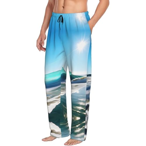 Pantalon de pyjama à imprimé vague de ciel clair fluide taille M