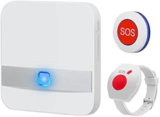 Notrufknopf für Senioren, Senioren Notruf Armband mit 4 Lautstärkestufen, Notrufarmband Notfallknopf für Senioren mit 52 Klingeltöne, Notfallklingel für Senioren mit 2 Sendern und 1 Empfänger