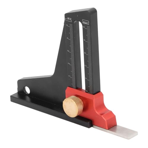 XHTLLO Aluminum Alloy Woodworking Height Gauge Depth Measuring Ruler, 0-50mm Hollow Design Versatile Tool for Saw Table Adjustment