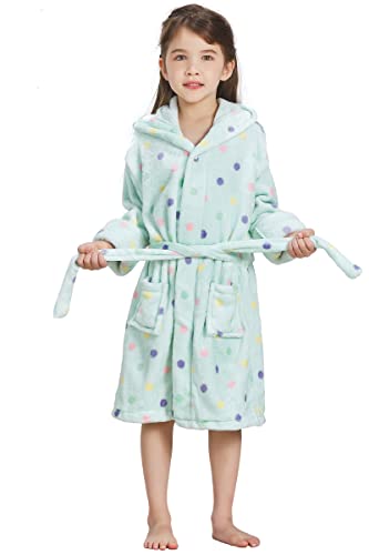Image of ECHERY Boys Girls Robe Hooded Bathrobe Toddler Robes Soft Coral Fleece Pajamas Unisex Dressing Gown for Kids