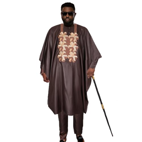 HD African Mens Clothing Traditional Wedding Attire Embroidery Agbada Boubou Caftan Nigerian Male Clothes Set