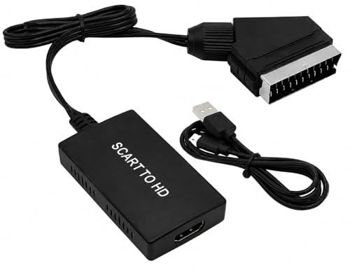 Master Cables SCART to HDMI Converter Adapter – SCART to HDMI Video Audio Converter Cable with 720P/1080P Upscaling – Compatible with VHS, VCR, DVD Player, Set Top Box, HDTV, Monitor & Projector