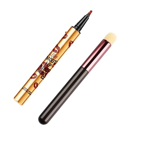 Perfilador de Labios Mate Waterproof - Lip Liner Larga Duración - Delineador Labios Permanente - Lápiz Labial Fácil Aplicación - Con Pincel Redondo para Difuminar - 0,6g - Fórmula Vegana y Suave