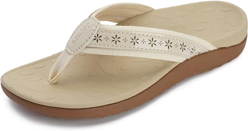 Image of Joomra Women's Flip Flops Arch Support Orthotic Thong Sandals | Plantar Fasciitis Relief, Supportive Sole, Vegan Leather Upper, Soft Toe Post, Comfortable Beach Pool Daily Use