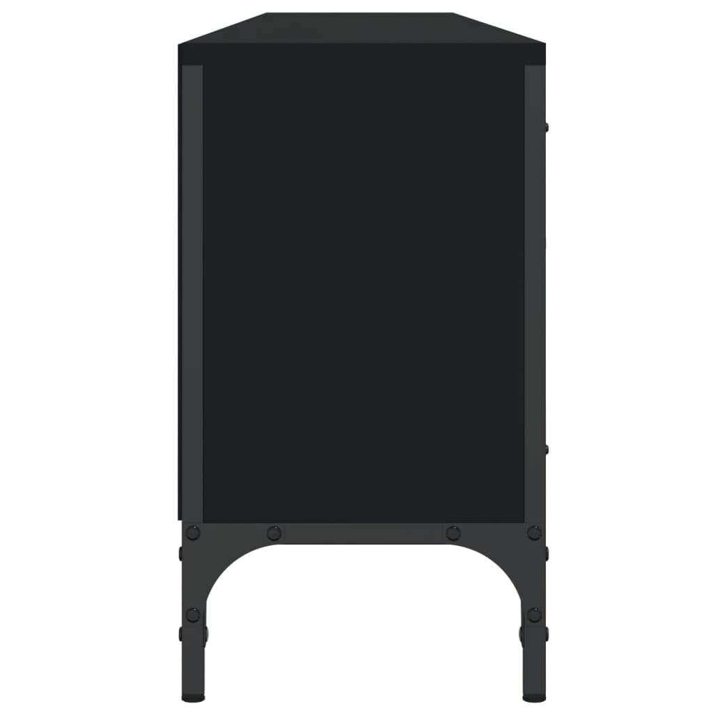 Mobile TV con cassetto nero, in legno, 200 x 25 x 44 cm, mobile basso con vano portaoggetti, credenza per soggiorno e home theater, salvaspazio, design moderno