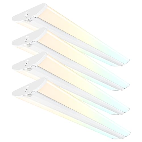 Image of hykolity 4FT 6.4''W LED Wraparound Light with 3 Wattages /3 CCT Selectable | 55W-75W, 3000K-5000K, 5500LM-7500LM, No Glare, Flush Mount Ceiling Light for Office Kitchen, Laundry Room, ETL, 4 Pack