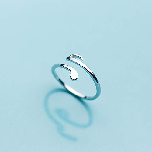 Minimalist Music Note Open Statement Ring S925 Sterling Silver Adjsutable Simple Wrap Cuff Expandable Finger Band Wedding Engagement Eternity Rings Jewelry Gifts for Women Daughter3