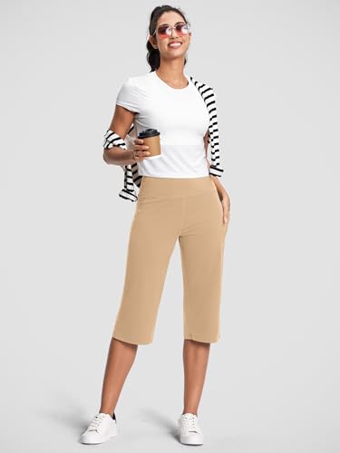 Image of ISEEGZ 15 inch / 18 inch / 21 inch / 25 inch Capri Pants for Women High Waist with Pockets Women's Capris Workout Yoga Pants Loose Straight Leg