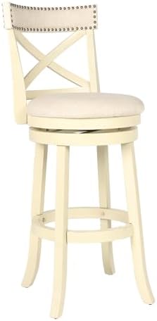 New Classic Furniture York Fabric Swivel Bar Stool, 29-Inch, Beige Cream