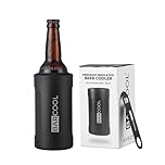 Barcool Beer Cooler with Bottle Opener | Premium Insulated Drink Cooler for Bottles and Cans, Beer Holder for Chilled Refreshment | Perfect Accessories for Home & Outdoor Use - Black