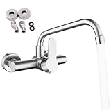 Wasserhahn Küche Wandmontage Küchenarmatur, Wandarmatur 360° drehbarer Auslauf, Mischbatterie Armatur Küche Mischwasser Edelstahl Spültischarmatur für Spüle, Badezimmer, Matt