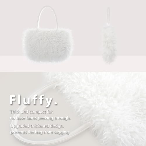 Image of Women's Fuzzy Tote Bag Curly Handbag Furry Shoulder Bag Large Plush Top Handle Purses Winter