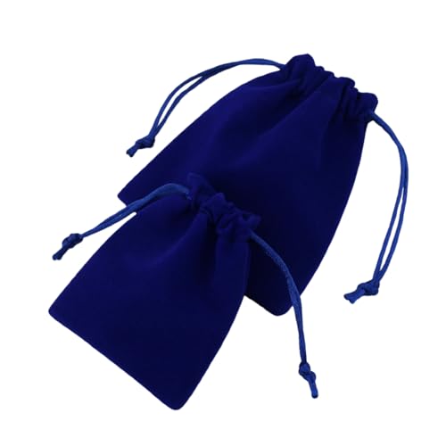 YYGDJES 20枚/セット 長方形 巾着ベルベットバッグ ミニ巾着袋 ジュエリーポーチ ギフト ジュエリー 巾着袋 ラッピング袋 プレゼント・ギフト用 DIY手作り素材 小物収納 (ネイビーブルー,12*15cm)