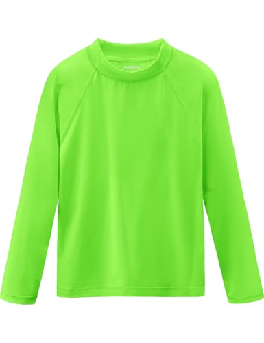 Boys Rash Guard Long Sleeve UPF 50+ Sun Protection Swim Shirt Rashguard SPF Surf Quick Dry Cool Beach Clothes for Toddler Babies Infant Kids Neon Green 18-24M