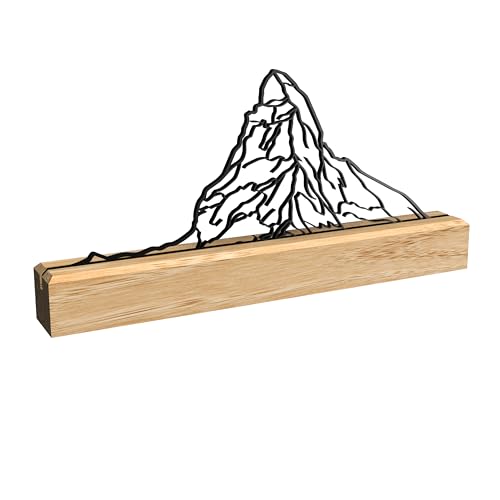 Espositore in legno di quercia con silhouette di montagna stampata