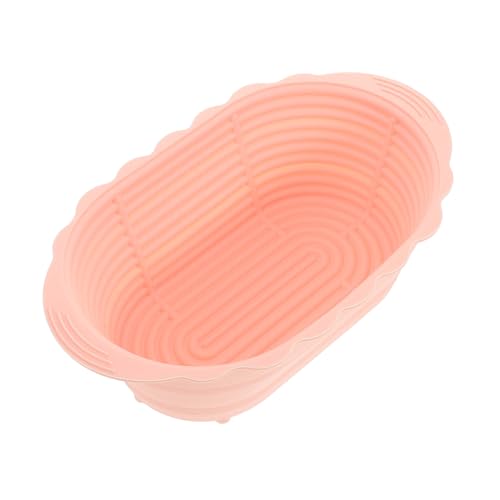BRIGHTFUFU Cesta Para Levar Pan De Masa Madre Ovalada Plegable De Silicona Resistente Al Calor Gran Capacidad Para Hornear Pan Casero y Fermentar Masa Rosa