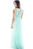 mintgrünes kleid Pflegehinweis: Handwäsche Babyonline® Damen Spitzenkleider Lang Ärmellos Tüll Abendkleider Lang Ballkleider Cocktailkleider Lang Sommerkleider, Mint Grün, Gr. 32