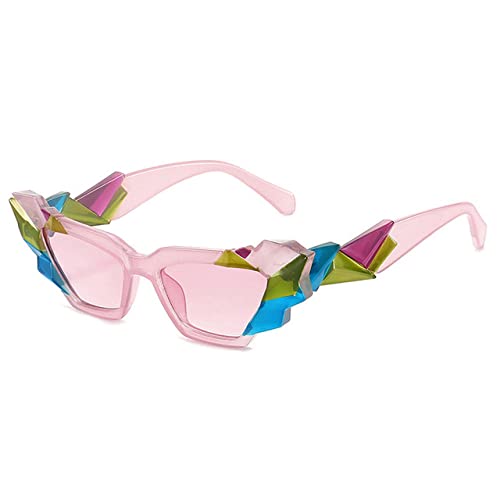 Lunettes de soleil cat eye punk rose pour femme tendance UV400