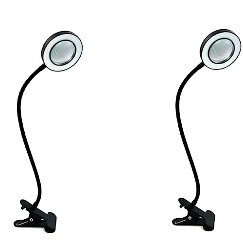 Giwnhvx 2 piezas de 48 LED lámpara de escritorio clip 360° ajustable 3 modos de luz LED de escritorio para cama, escritorio, trabajo manualidades