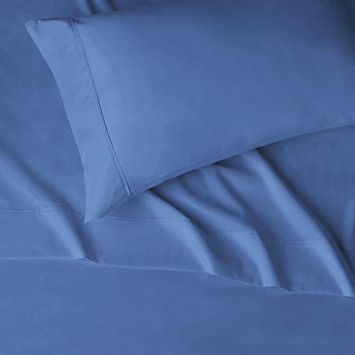 Amazon Basics Lightweight Super Soft Easy Care Wrinkle Free Microfiber 3 Piece Bed Sheet Set with 14-Inch Deep Pockets, Twin, Dutch Blue, Solid, Kids, Men & Women Bedding