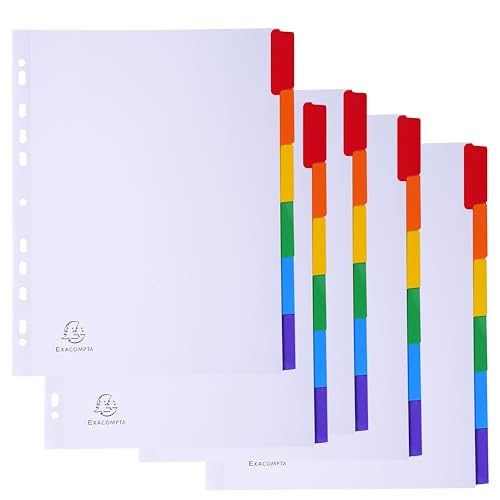 Exacompta - Réf. 4306SE - Pack de 5 jeux d'intercalaires en carte blanche 160g/m2 FSC® avec 6 onglets neutres en couleurs - renforcés et plastifiés - Page...