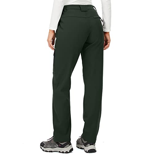Women's Snow Hiking Ski Waterproof Fleece Lined Outdoor Cargo Pants Softshell Winter Warm Pants With Zipper Pockets,H4409,Army,28 #TOP1