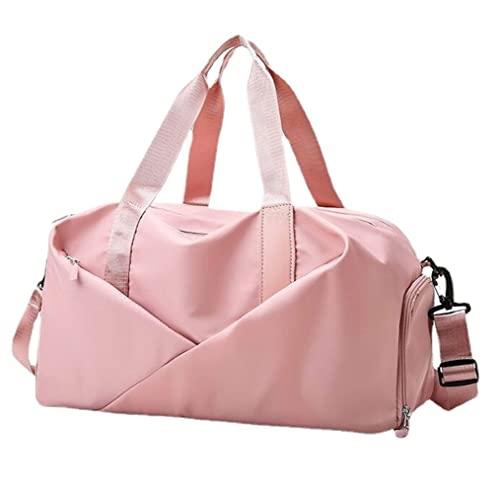 Sport Gym Dance Swim Duffle Bag for Women Girls Weekender Overnight Duffel Bag with Shoe Compartment Wet Pocket (APink)