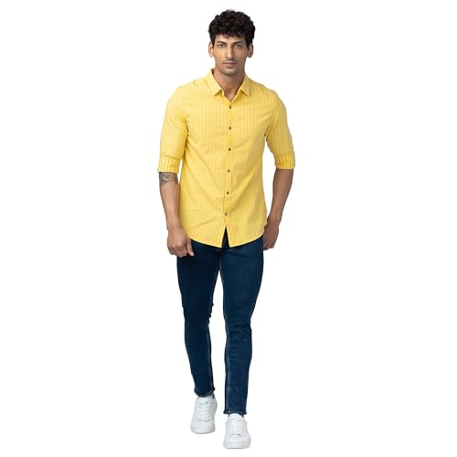Image of Spykar Men's Slim Fit N /A Full Sleeve Striped Casual Shirts