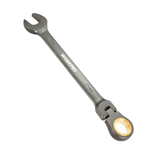 WORKPRO 1/2" Ratcheting Combination Wrench SAE, CR-V Constructed with Mirror Polish Chrome Plating, 12-Point Design, 15-Degree Offset 1/2" Mirror Polish