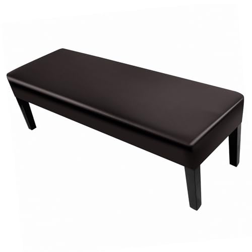 Image of SearchI Waterproof Dining Bench Cover, Stretch Washable Long Bench Seat Covers, Rectangle Dining Table Bench Slipover for Dining Room, Living Room, Kitchen(Pu Chocolate)