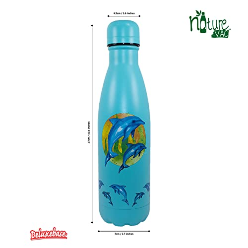 NatureVac, Dolphin 500ml Insulated Water Bottle from Deluxebase. Blue Stainless Steel Thermal Flask for Gym Office, Travel - Image 2