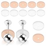 DECORNIJIA Discos de Silicona para Piercings 20 Unidades (10 Transparentes 10 Tono Piel) Antitirones, Almohadillas Traseras para Pendientes, Protección contra Rozaduras y Protuberancias,