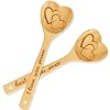 Soaoo 2 Pcs Christmas Bamboo Wood Spoons Best Mom Gift Spoons Heart Shaped Mom Birthday Cooking Spoons I Love You Mom Kitchen Spoons for Xmas Mom Wife Home Kitchen Birthday Mothers Day Party Supplies