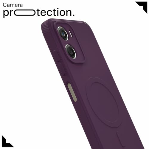 Image of Outlouders Back Cover for Motorola Moto G06 Power Soft Matte Silicone Cover with Slim Fit | Mag-Safe Logo (Not Mag-Safe Compatible) | Shockproof | Camera Protection Bumper Case (Purple)
