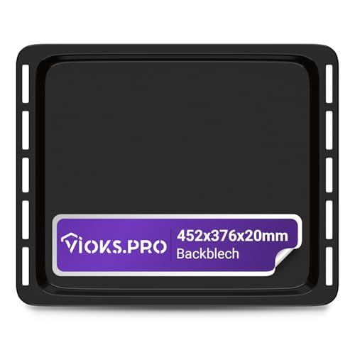 Vioks.pro Backblech emailliert 452x376x20mm Ersatz für Whirlpool 481010657929 Backofen Tief - Backblech 45x37, Fettpfanne Backofen Blech Ofen