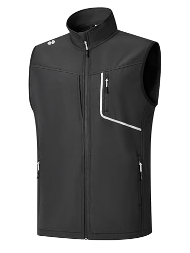 HOTSUIT Water Resistant Golf Vest for Men Lightweight Men’s Winter Vests Outerwear with 7 Pockets Softshell Fleece Vest