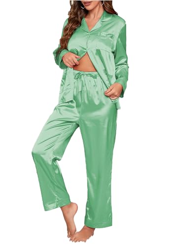 Pyjama cardigan en satin pour femmes vêtements de nuit confort à taille élastique
